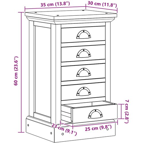  Komoda s ladicama Prirodna 35 x 30 x 60 cm Čvrsto teak drvo Slike