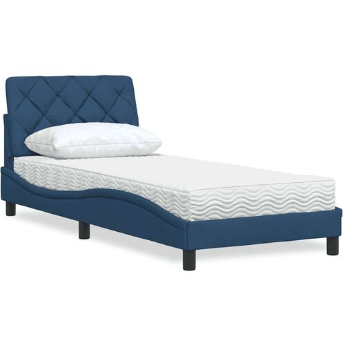  Postelja z vzmetnico modra 90x190 cm blago, (22053074) Slike