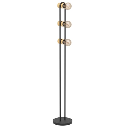 Eglo podna lampa Chieveley 43544, 3x E27, visina 140,5 cm, crna i prirodno drvo Slike