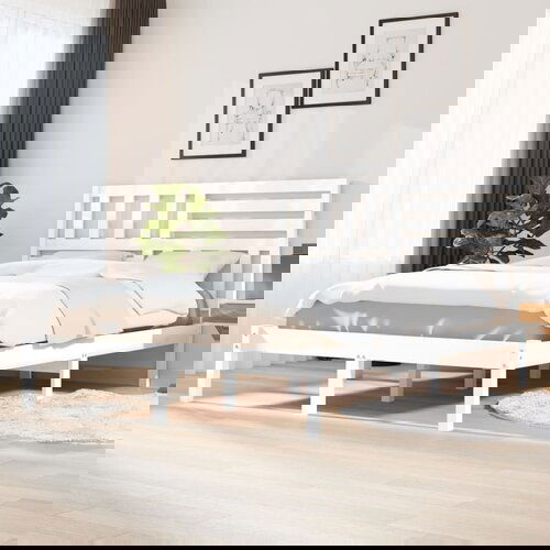 The Living Store Posteljni okvir bel iz trdne borovine 140x200 cm - Posteljni Okvir, (21528798) Slike