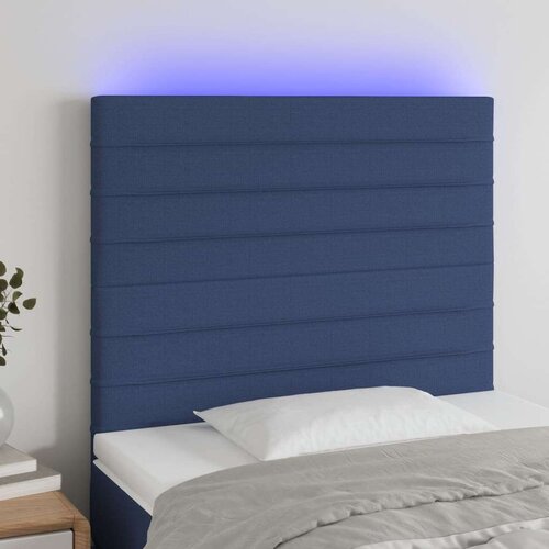  Uzglavlje plavo 100x5x118/128 cm od tkanine Slike