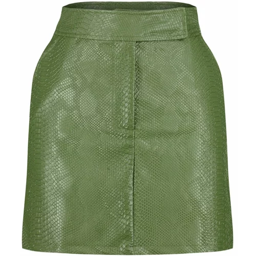 Trendyol Khaki Premium Mini A-Line Weave Faux Leather Skirt