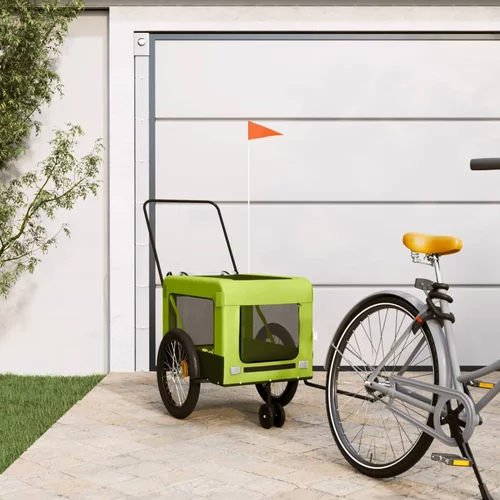 Prikolica za bicikl za ljubimce zeleno-crna tkanina i željezo