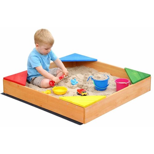  Dječji drveni pje&amp;scaron;čanik GINGER HOME s 4 sjedala &amp;ndash; 90x90 cm, za dvori&amp;scaron;te i vrt Slike