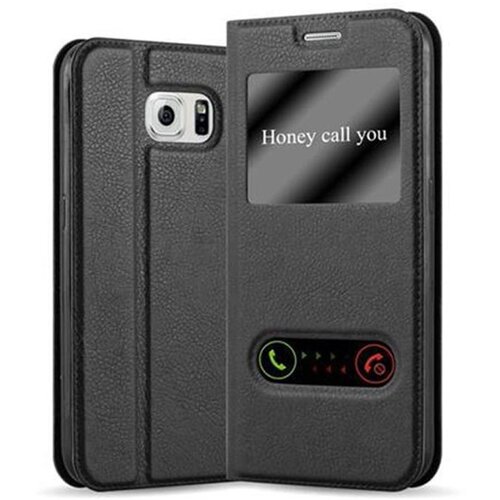 Cadorabo Ohi&scaron;je, združljivo z Samsung Galaxy S6 v črni komet - Za&scaron;čitni ovitek z magnetnim zapiranjem, stoječo funkcijo in 2 okencema za gledanje, (20561311) Cene