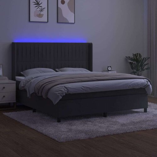  Box spring s madracem LED tamnosivi 160x200 cm bar&amp;scaron;un Slike