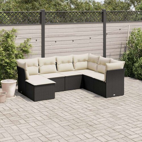 VidaXL 7-dijelni set vrtnih sofa od poliratana s jastucima crni Slike