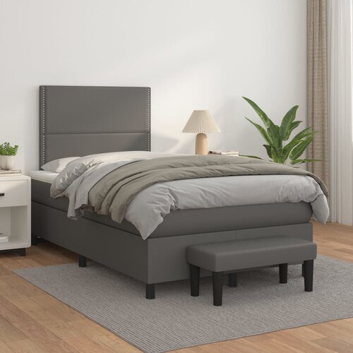  The Living Store Box spring postelja z vzmetnico siv 120x200 cm umetno usnje - Box Spring Postelja, (21516603) Slike