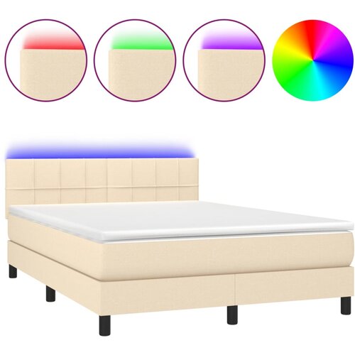 Maison Chic Box spring postelja - Vzmetna postelja z vzmetnico LED krem 140x200 cm blago SL21586, (21892608) Cene
