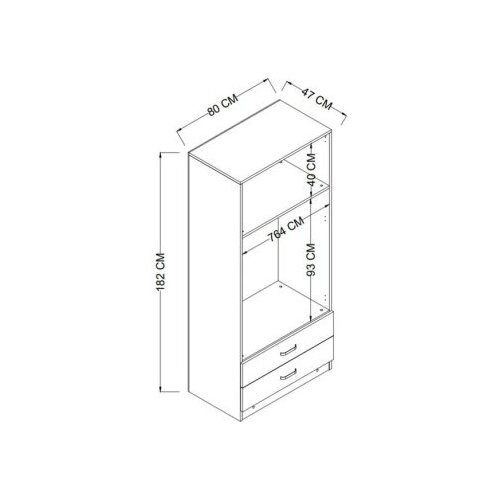 Hanah home Ormar Yaman Luna 1600-043, 80x182x47 cm, Siva Slike