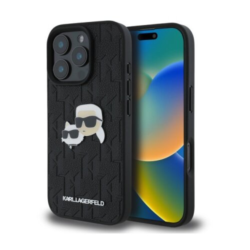 Licensed Karl Lagerfeld Karl Lagerfeld maska za iPhone 16 Pro HEADS PIN BLACK Cene