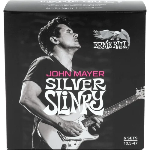 Ernie Ball John Mayer Silver Slinky Nickel Wound Electric Guitar Strings 6 Pack Strune za električno kitaro