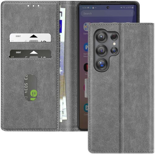 AVIZAR Ohi&scaron;je za Samsung S25 Ultra Clapet Denarnica in držalo za videoposnetke, Siva, (5000016321) Cene