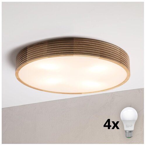 Brilagi LED plafonsko svetlo CARVALHO MODERN 4xE27/60W/230V hrast prečnik 57,5 cm Slike