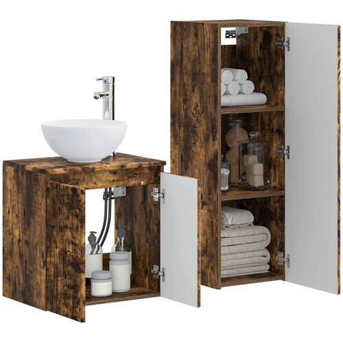  Set namje&amp;scaron;taja za kupaonicu 2 kom. Dimljeni hrast Smeđa 33 x 34.5 x 100 cm Slike