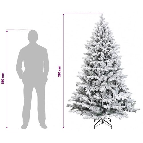  Umjetno božićno drvce s nogom 210 cm PVC i metal - Zelena i bijela 210 cm bez LED svjetala Slike
