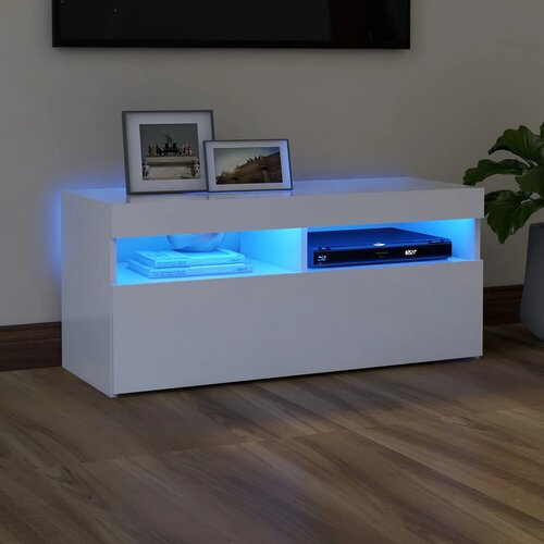 Furnova TV omarica z LED lučkami bela 90x35x40 cm, (21924450) Cene