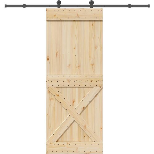 VidaXL Klizna vrata s priborom za montažu 90 x 210 cm masivna borovina Slike