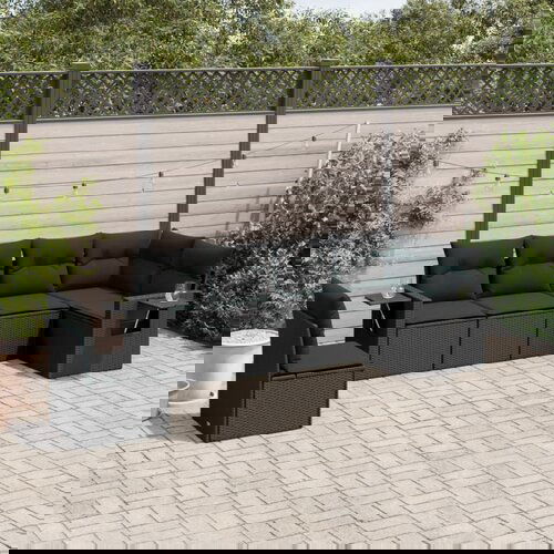 vidaXL 6-dijelni set vrtnih sofa s jastucima crni od poliratana Cijene