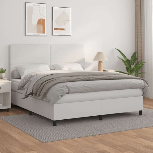  Box spring postelja z vzmetnico bel 160x200 cm umetno usnje, (20900428) Slike