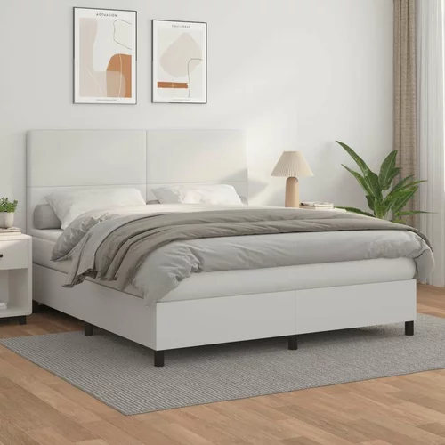  Box spring postelja z vzmetnico bel 160x200 cm umetno usnje, (20900428)
