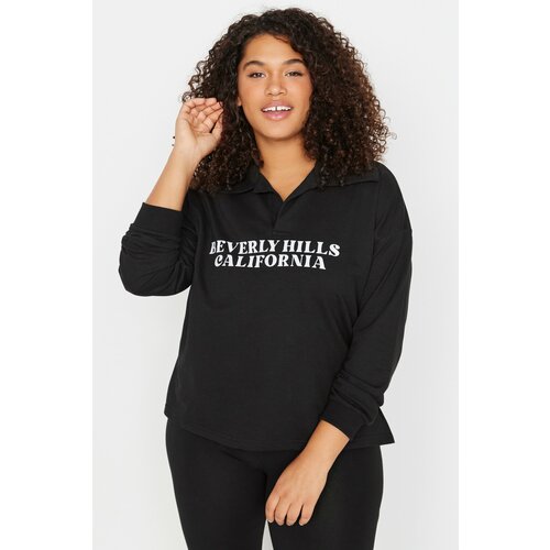 Trendyol Curve Plus Size Sweatshirt - Black - Relaxed Slike