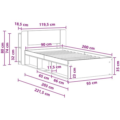  Okvir kreveta s pohranom s uzglavljem Betonska siva 90 x 200 cm Slike