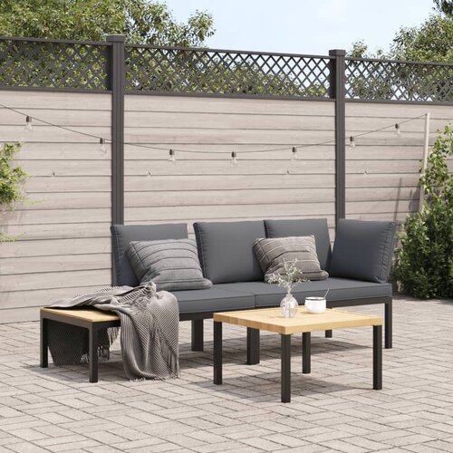 VidaXL 3-dijelni set vrtnih sofa s jastucima crni aluminijski Slike