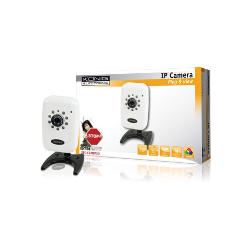 König KONIG IP Unutrašnja Sigurnosna Kamera SEC-CAMIP30, 1/4" VGA, 640x480/320x240, 30fps, Bijela Cijene