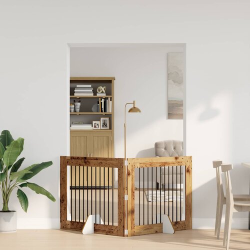  Vrata za pse s postoljem 2 pcs Staro drvo 100 x 80 cm Slike