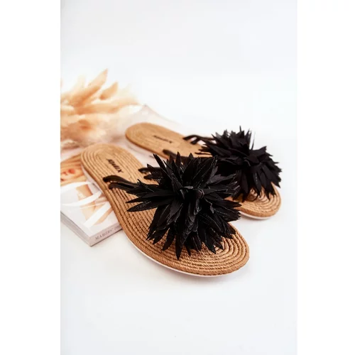 Kesi Women's Flip-flops With Fabric Ornament Black Eviana