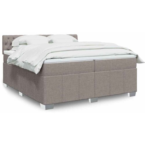 VidaXL Box spring postelja z vzmetnico taupe 200x200 cm blago Slike