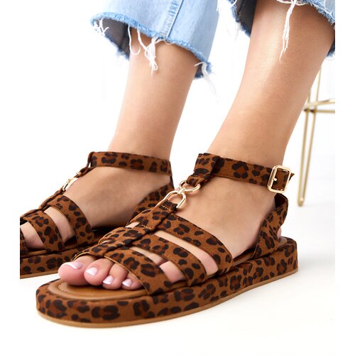  Leopard Roman sandals fastened at the ankle Nargiz Slike