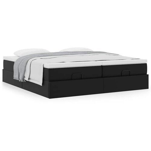 VidaXL Otomanski posteljni okvir z vzmetnicami črn 180x200cm um. usnje Slike