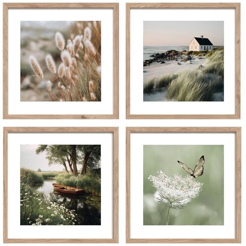 Styler Tiskane slike u setu 4 kom s okvirom 30x30 cm Subtle Nature &ndash; Cijene