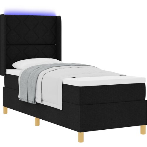 vidaXL Box Springska postelja z vzmetnico in LED Črna 80x200 cm Tkanina, (22049679) Cene