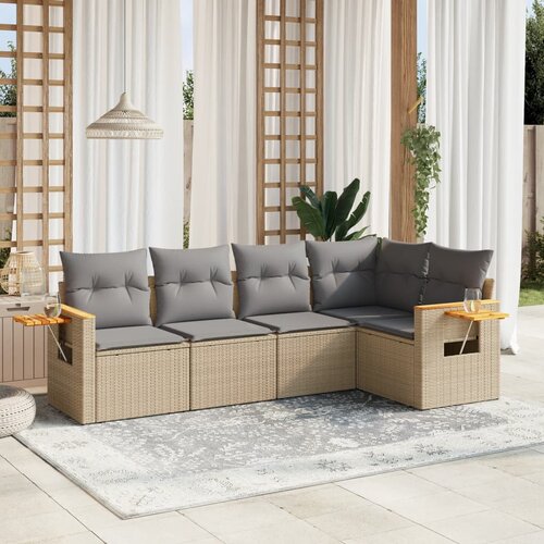 vidaXL 5-dijelni vrtni set sofa s jastucima bež od poliratana Cijene