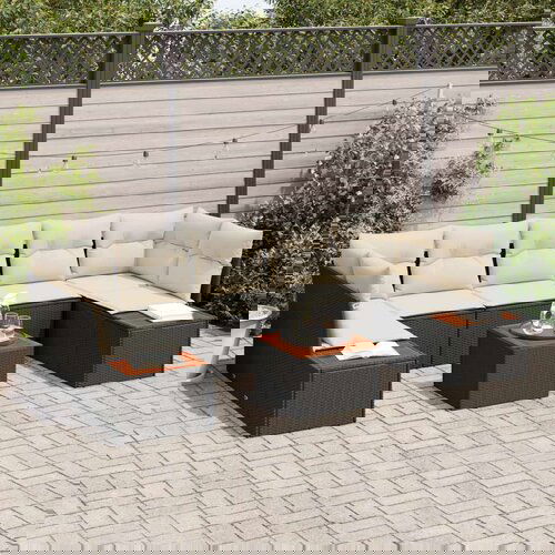  8-dijelni set vrtne sofe s jastučićima crni poli ratan akacija Cijene