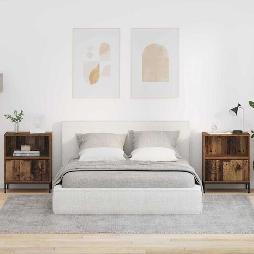 VidaXL Noćni ormarići s ladicama 2 pcs Staro drvo 49 x 36 x 61 cm Slike