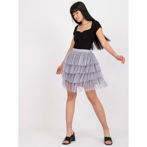 Fashion Hunters Gray tulle skirt with flounces and lining Suerta OCH BELLA Slike