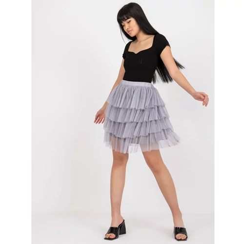 Fashion Hunters Gray tulle skirt with flounces and lining Suerta OCH BELLA