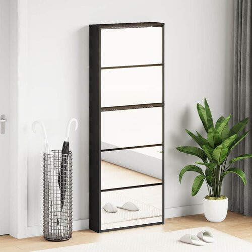 Ormarić za cipele s ogledalom 5 razina crni 63 x 17 x 169,5 cm Cijene