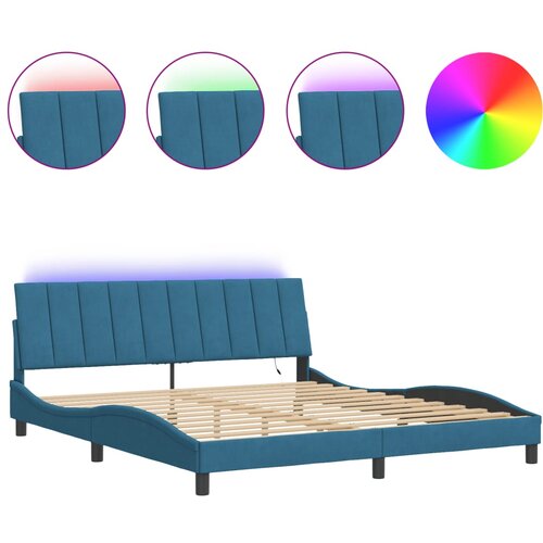 VidaXL Okvir kreveta s LED svjetlima plavi 180 x 200 cm bar&amp;scaron;unasti Slike