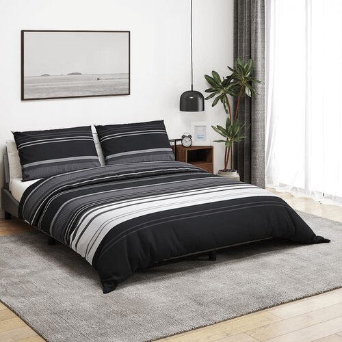 VidaXL Set posteljine za poplun crno-bijeli 155 x 220 cm pamučni Slike