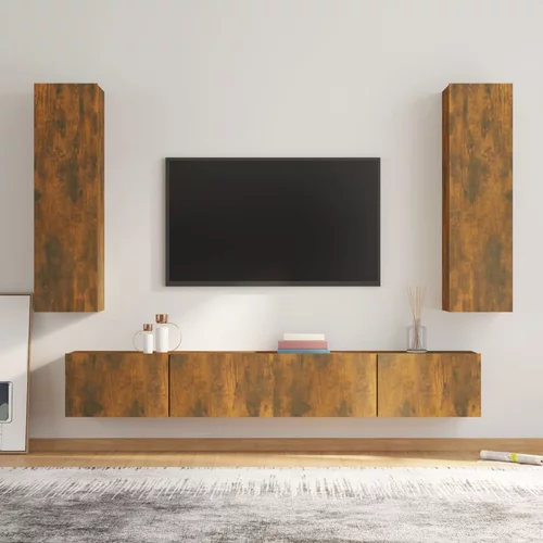  4-dijelni set TV ormarića boja dimljenog hrasta drveni