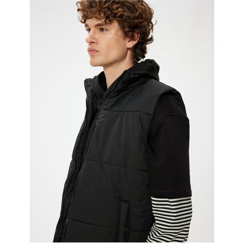 Koton Puffer Vest Slim Fit Stand Collar Zippered Cene