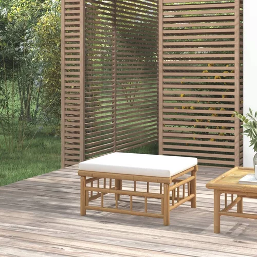  Vrtni tabure od bambusa s krem bijelim jastukom