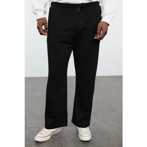 Trendyol Black Straight Fit Basic Plus Size Sweatpants