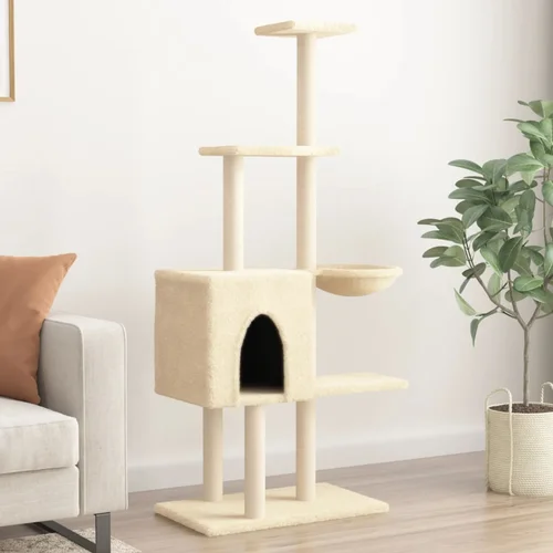 vidaXL Penjalica za mačke sa stupovima za grebanje krem 145 cm