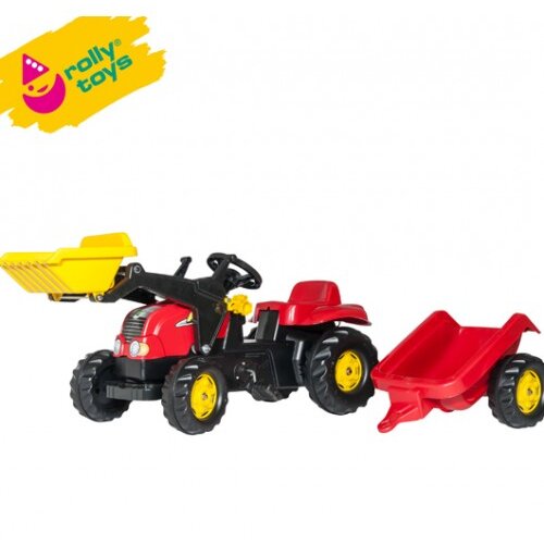 Rolly Toys traktor na pedale sa prikolicom i utovarivačem rolly kid-x crveni Slike